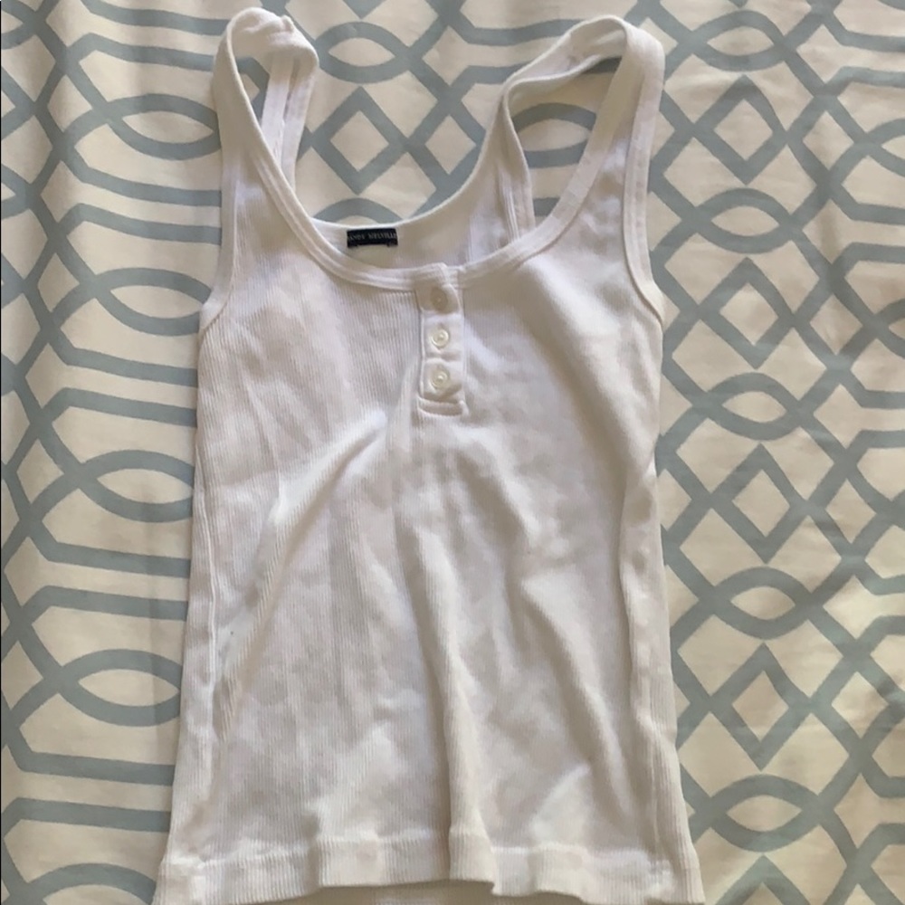 brandy melville white three button tank top